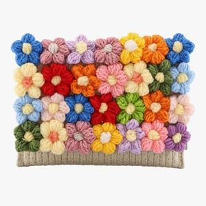 Handmade Woven Cotton Crochet Floral Crossbody Bag